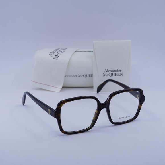 Alexander McQueen AM0286O 002 Square Eyeglasses 55mm - Havana - Picture 5 of 11